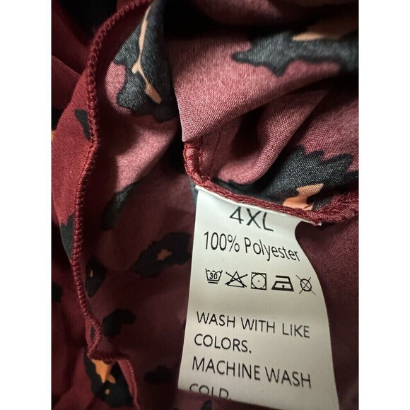 FINJANI Blouse Womens 4XL Red black Long Sleeve Tie Elastic Waist - Picture 7 of 10